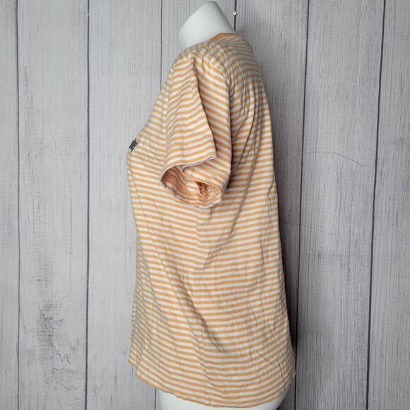Obey Worldwide Womens Orange Striped Crewneck Short Sleeve T Shirt Size Medium - Picture 7 of 7